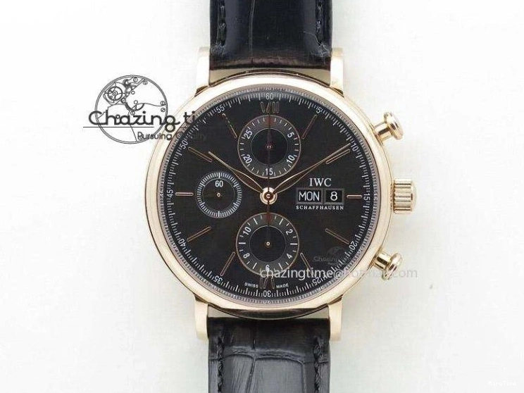 MIROTIME 0523 Affordable Portofino IW356501 SS V3 MK 1:1 Best Edition White Dial Gold Markers On Black Leather Strap MIYOTA 7196